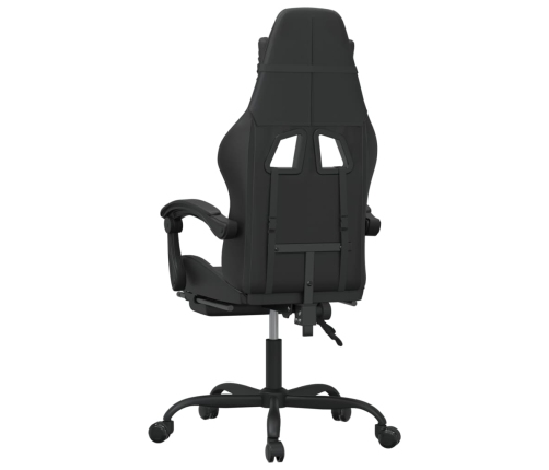 Silla gaming giratoria y reposapiés cuero sintético negro