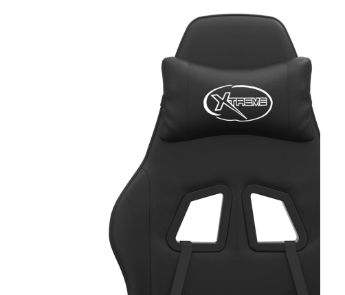 Silla gaming giratoria y reposapiés cuero sintético negro