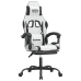 Silla gaming giratoria reposapiés cuero sintético blanco negro