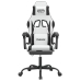 Silla gaming giratoria reposapiés cuero sintético blanco negro