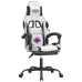 Silla gaming giratoria reposapiés cuero sintético blanco negro