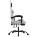 Silla gaming giratoria reposapiés cuero sintético blanco negro