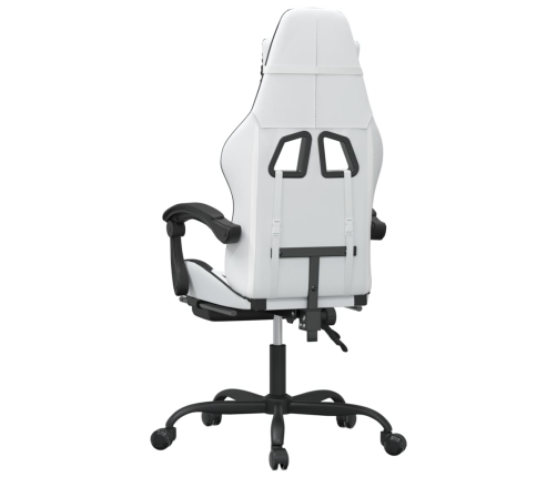 Silla gaming giratoria reposapiés cuero sintético blanco negro