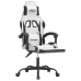 Silla gaming giratoria reposapiés cuero sintético blanco negro