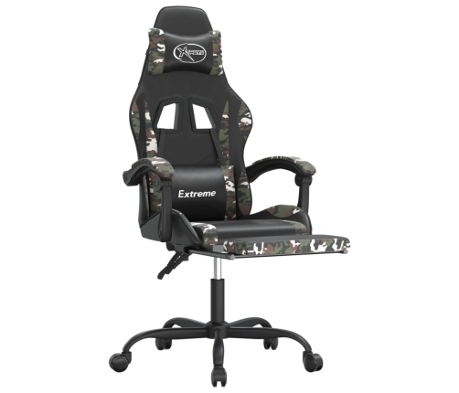 Silla gaming giratoria y reposapiés cuero sintético