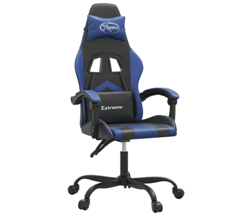 Silla gaming giratoria cuero sintético negro y azul