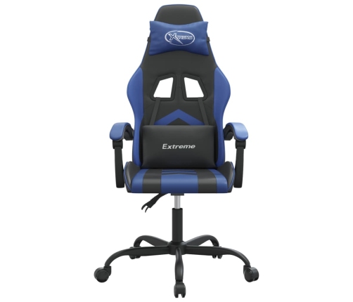 Silla gaming giratoria cuero sintético negro y azul