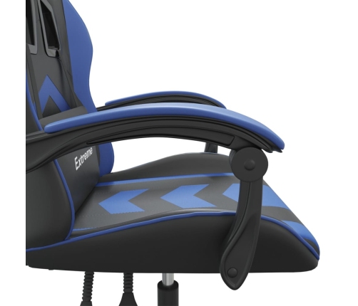 Silla gaming giratoria cuero sintético negro y azul