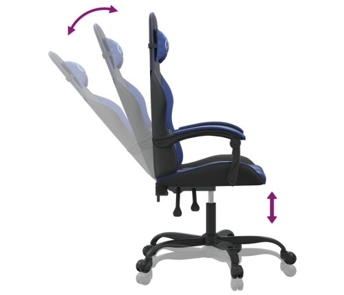 Silla gaming giratoria cuero sintético negro y azul