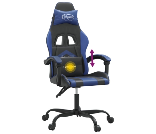 Silla gaming giratoria cuero sintético negro y azul