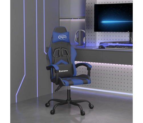 Silla gaming giratoria cuero sintético negro y azul