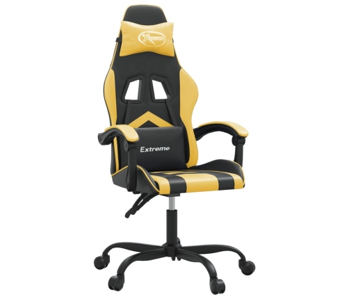 Silla gaming giratoria cuero sintético negro y dorado