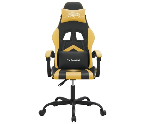 Silla gaming giratoria cuero sintético negro y dorado