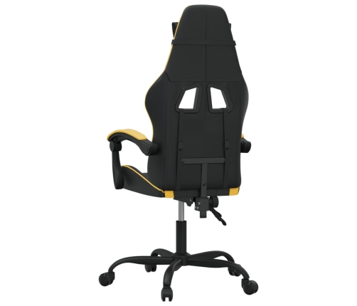 Silla gaming giratoria cuero sintético negro y dorado