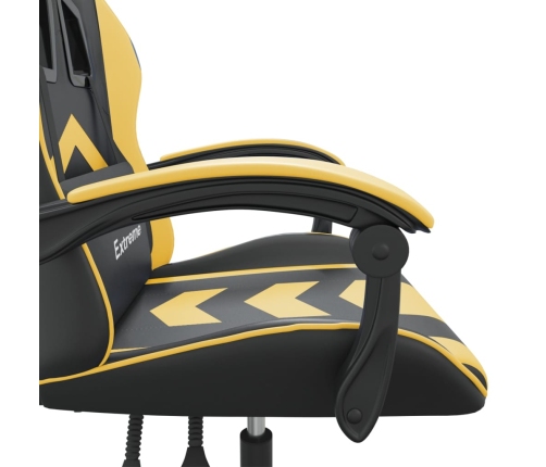 Silla gaming giratoria cuero sintético negro y dorado