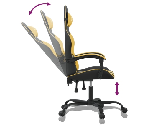 Silla gaming giratoria cuero sintético negro y dorado