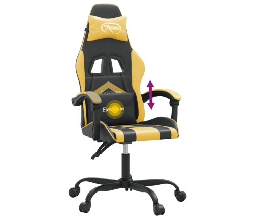 Silla gaming giratoria cuero sintético negro y dorado