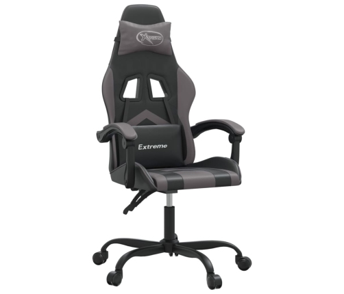 Silla gaming giratoria cuero sintético negro y gris