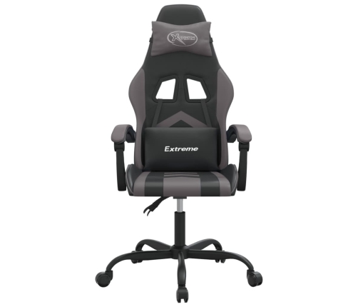 Silla gaming giratoria cuero sintético negro y gris