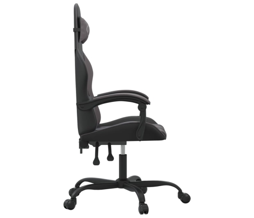 Silla gaming giratoria cuero sintético negro y gris