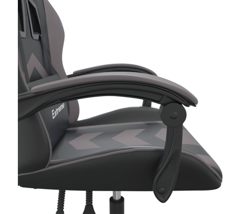 Silla gaming giratoria cuero sintético negro y gris