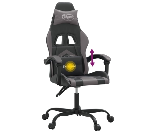 Silla gaming giratoria cuero sintético negro y gris