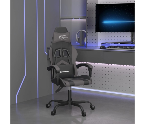 Silla gaming giratoria cuero sintético negro y gris