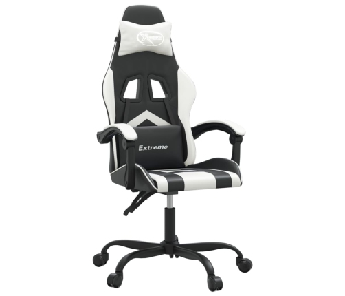 Silla gaming giratoria cuero sintético negro y blanco