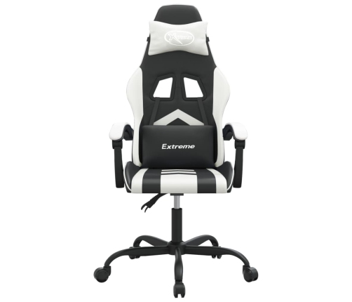 Silla gaming giratoria cuero sintético negro y blanco