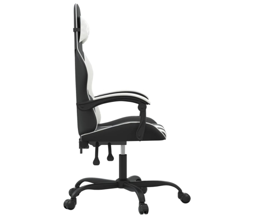 Silla gaming giratoria cuero sintético negro y blanco