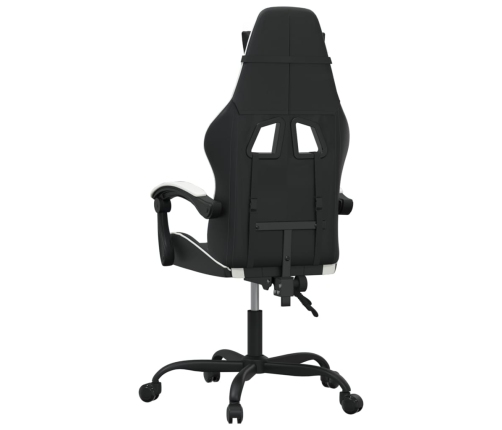 Silla gaming giratoria cuero sintético negro y blanco