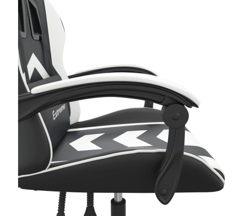 Silla gaming giratoria cuero sintético negro y blanco