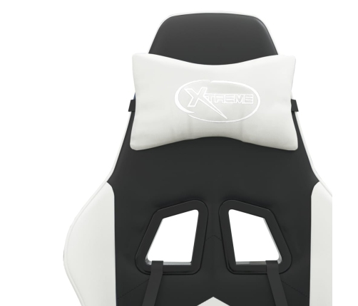 Silla gaming giratoria cuero sintético negro y blanco