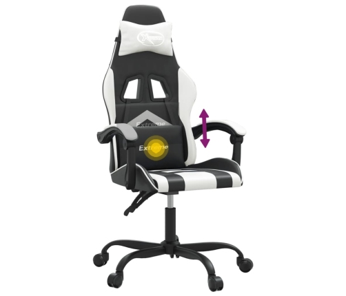 Silla gaming giratoria cuero sintético negro y blanco