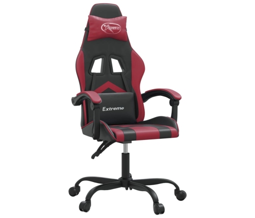 Silla gaming giratoria cuero sintético negro y rojo vino tinto