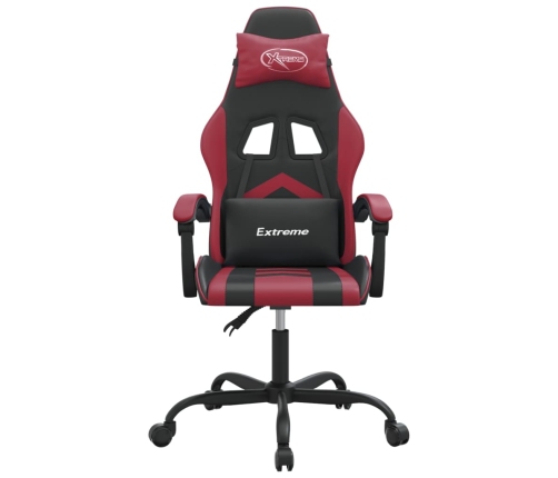 Silla gaming giratoria cuero sintético negro y rojo vino tinto