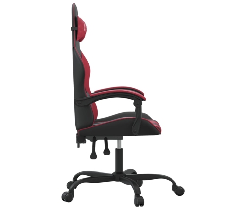 Silla gaming giratoria cuero sintético negro y rojo vino tinto