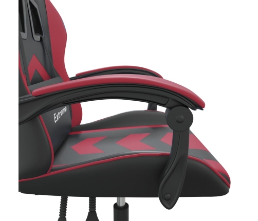 Silla gaming giratoria cuero sintético negro y rojo vino tinto