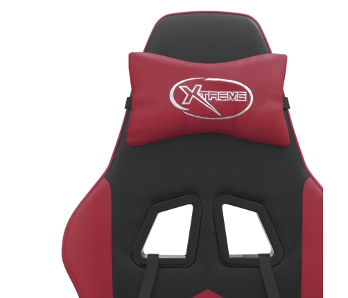 Silla gaming giratoria cuero sintético negro y rojo vino tinto