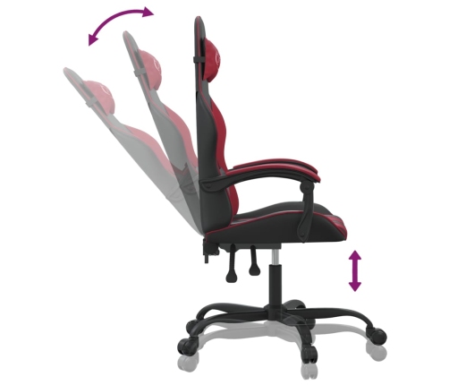 Silla gaming giratoria cuero sintético negro y rojo vino tinto