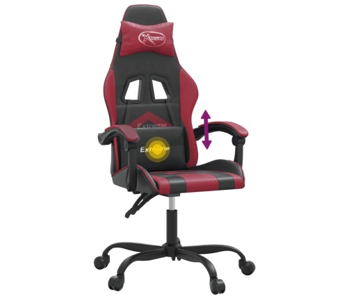 Silla gaming giratoria cuero sintético negro y rojo vino tinto