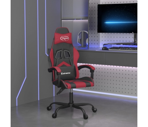 Silla gaming giratoria cuero sintético negro y rojo vino tinto