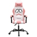 Silla gaming giratoria cuero sintético blanco y rosa