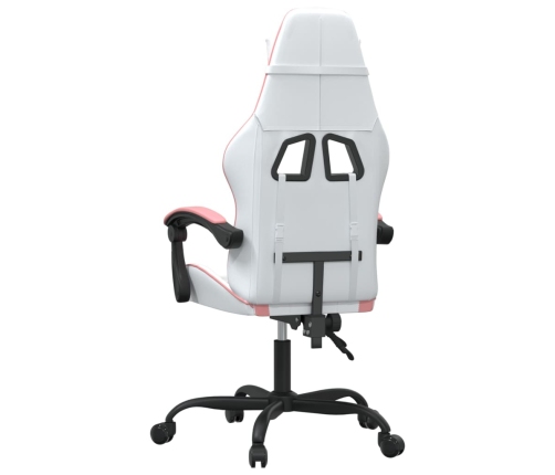 Silla gaming giratoria cuero sintético blanco y rosa