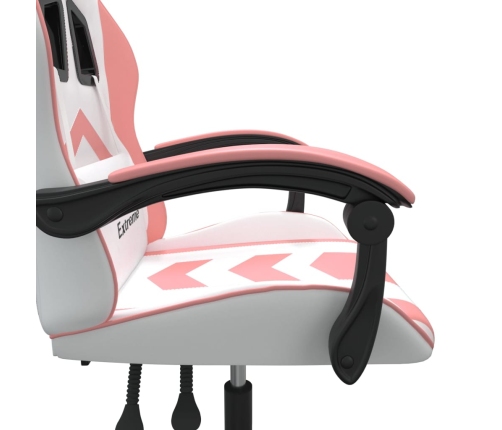 Silla gaming giratoria cuero sintético blanco y rosa