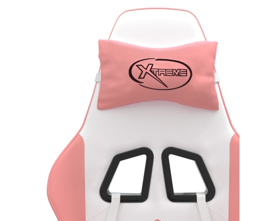 Silla gaming giratoria cuero sintético blanco y rosa