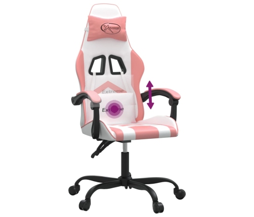 Silla gaming giratoria cuero sintético blanco y rosa