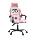 Silla gaming giratoria cuero sintético blanco y rosa