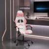 Silla gaming giratoria cuero sintético blanco y rosa