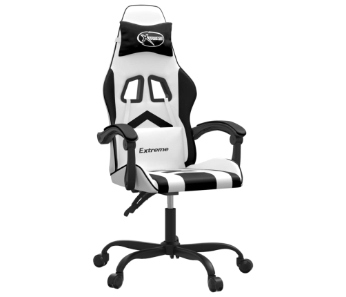 Silla gaming giratoria cuero sintético blanco y negro